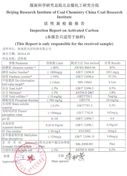 北京煤質(zhì)炭檢驗報告1